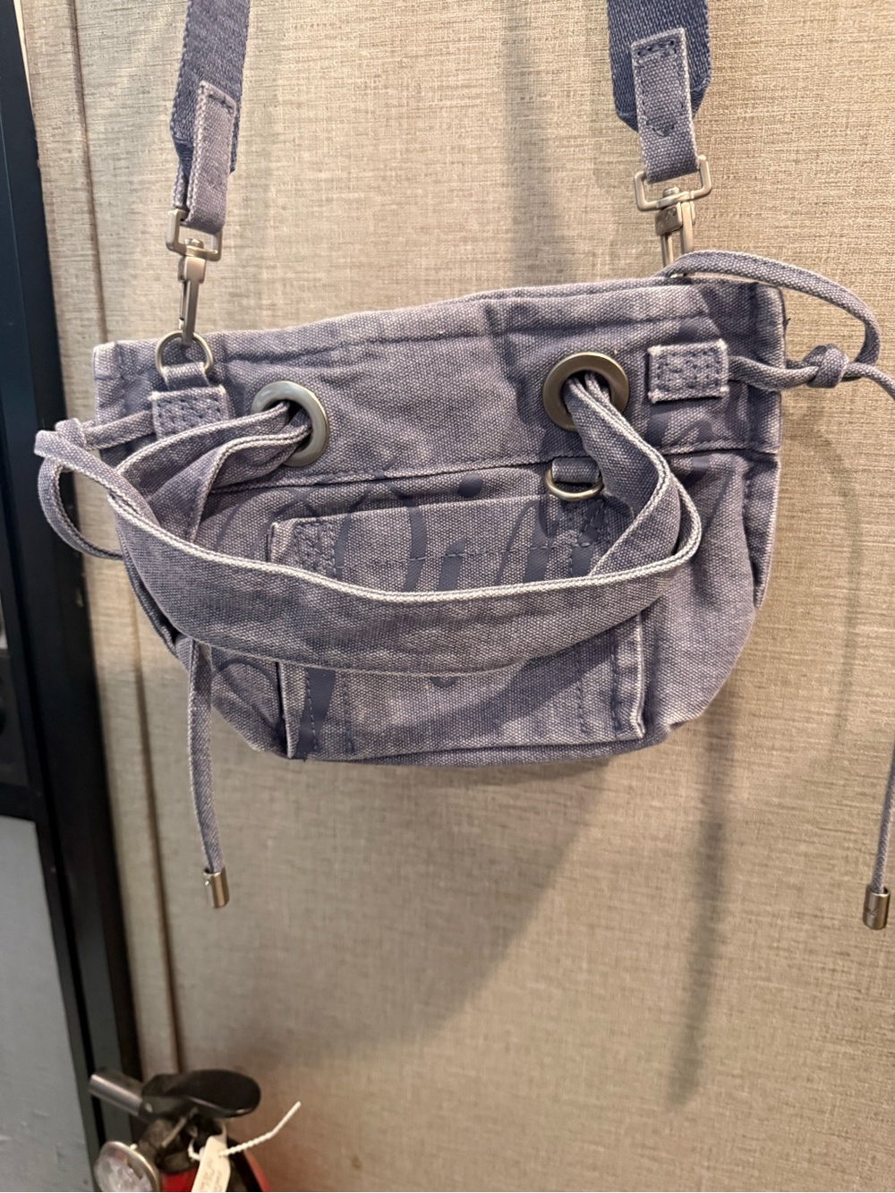 Victoria's Secret Dusty Blue Canvas Crossbody Bag